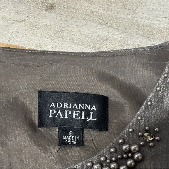 ❤️Adrianna Papell Platinum Beaded Dress-Sz 8 - Picture 7 of 9